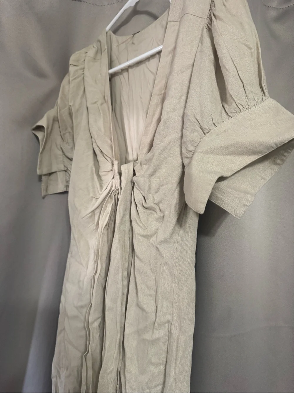 Free People Cream/Tan Tie-Front Maxi Dress - Picture 3 of 3